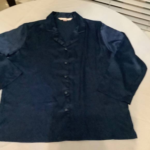 Victoria's Secret Other - Victoria’s Secret Navy Blue Satin Sleep Shirt size Large L